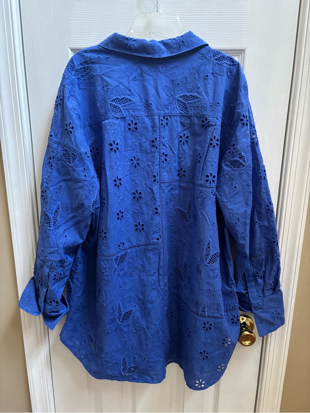 Chicos Embroidered Trapunto-Trim Tunic in Amparo Blue, Size 3 (16-18) NWOT - Picture 8 of 9